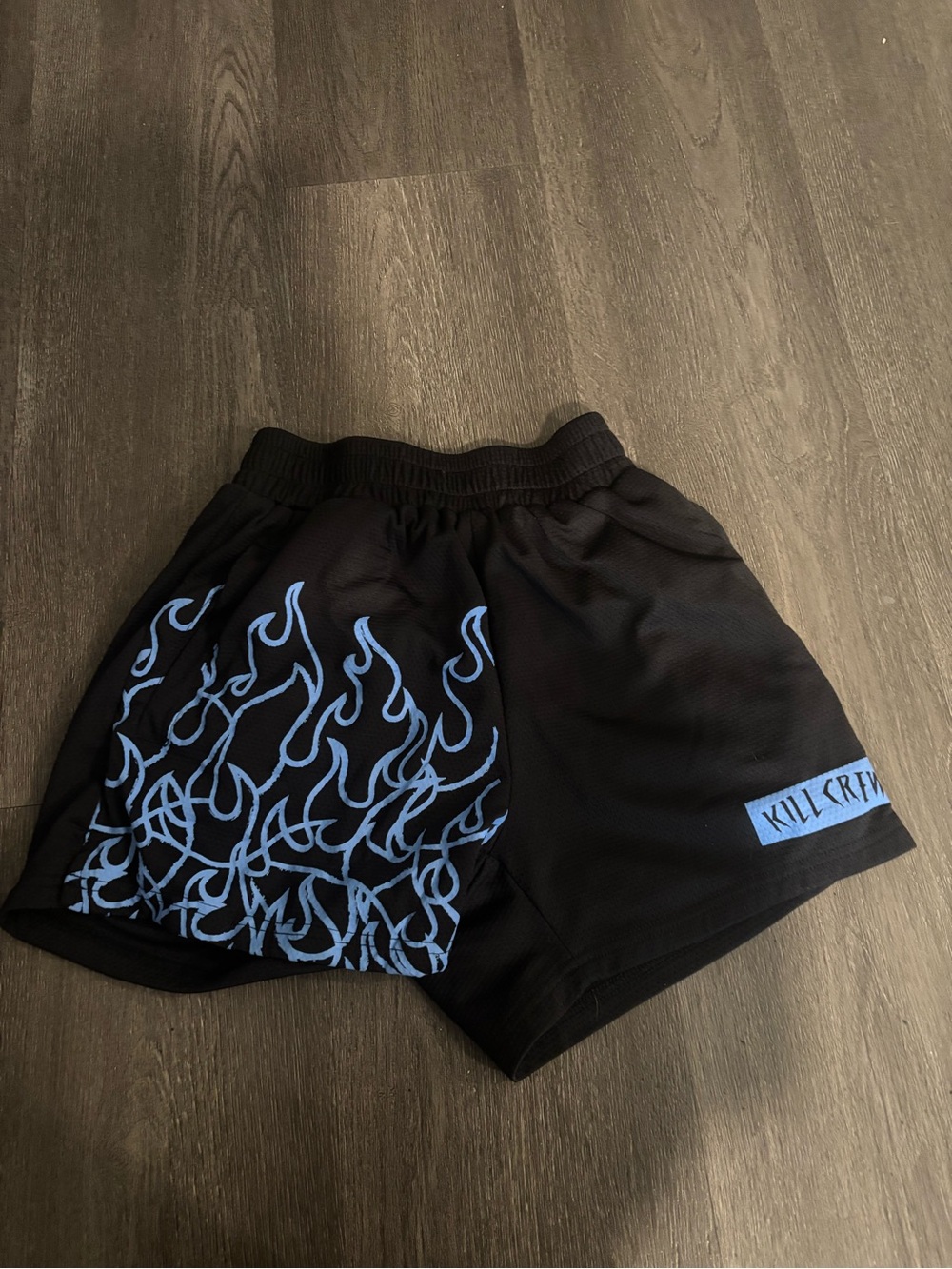 Kill Crew Black & Light Blue Flame Athletic Shorts